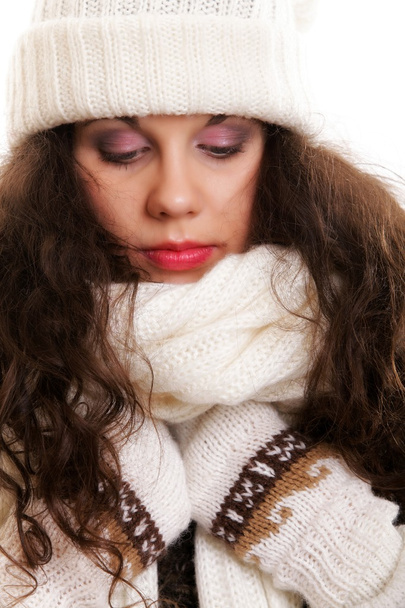 woman in warm clothing winter fashion - Foto, Imagen