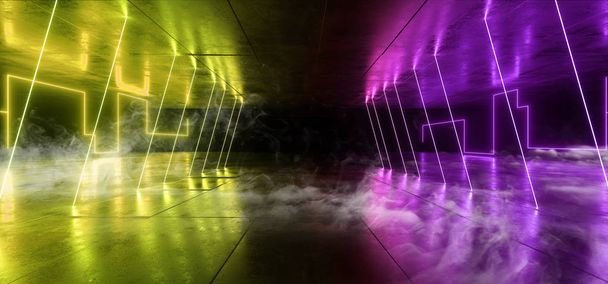Füst sci fi neon izzó fények zöld kék háttér lézer Gat - Fotó, kép