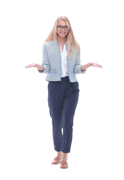 happy young businesswoman .isolated on white background - Photo, Image