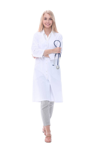 full growth. smiling woman doctor with stethoscope - Foto, immagini