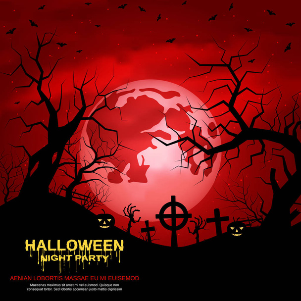 Halloween enge nacht vector achtergrond - Vector, afbeelding