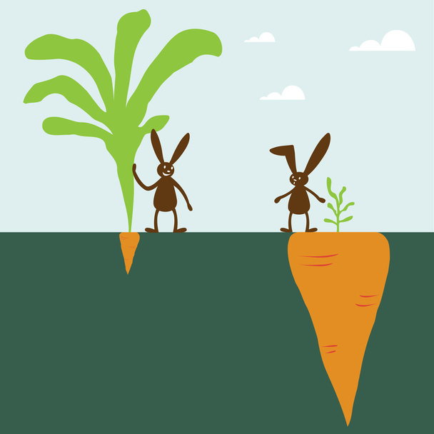 Rabbit and carrot - Vector, Image