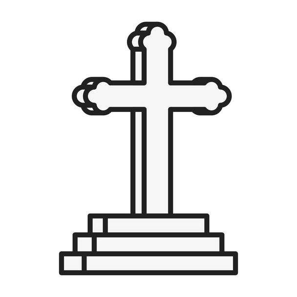 temetőben kereszt kereszténység izolált ikon - Vektor, kép
