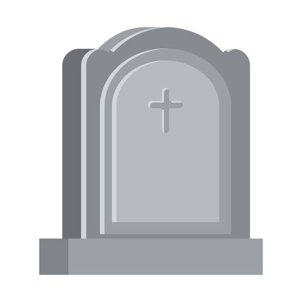 cemetery graveyard with cross icon - Vector, Image