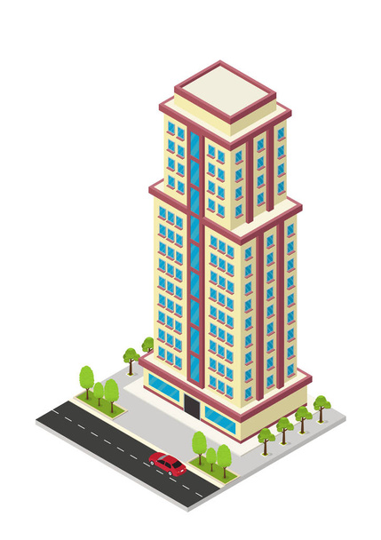 vetor isométrico hotel, apartamento ou arranha-céus
 - Vetor, Imagem