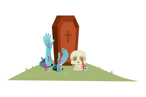 zombie hand coming out of the ground - Vector, Image