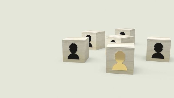 hombre símbolo en cubo de madera para Recursos humanos y concepto de negocio
 - Foto, Imagen