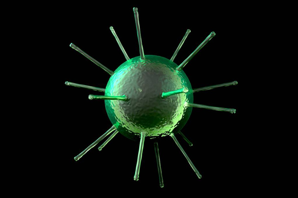 3D ιός-απομονωμένος σε μαύρο φόντο - Φωτογραφία, εικόνα