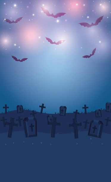 tmavý hřbitov noční scéna ikona - Vektor, obrázek