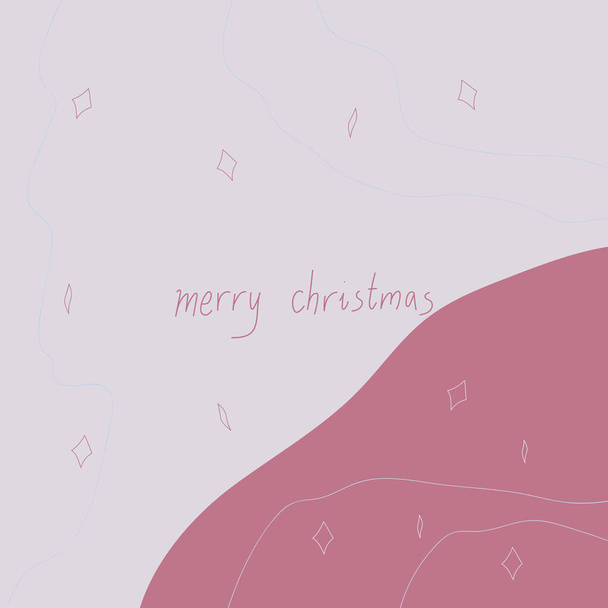 Ilustración vectorial dibujada a mano con letras "MERRY CHRISTMAS". Decorado con estrellas y líneas. Impresión de vacaciones de invierno, tarjetas, invitación. Elementos abstractos modernos
. - Vector, imagen