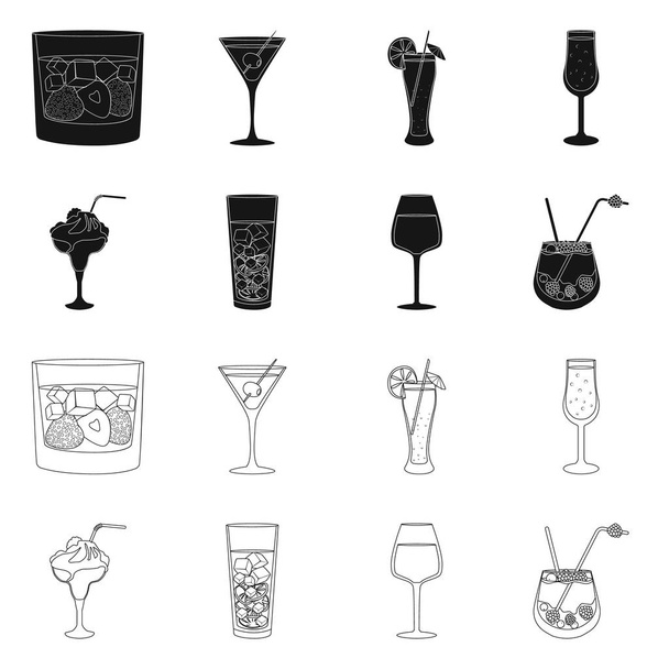 Isolated object of liquor and restaurant logo. Collection of liquor and ingredient stock symbol for web. - Διάνυσμα, εικόνα