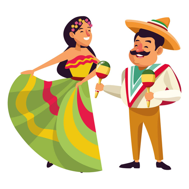 Mexikói hagyományos kultúra ikon rajzfilm - Vektor, kép