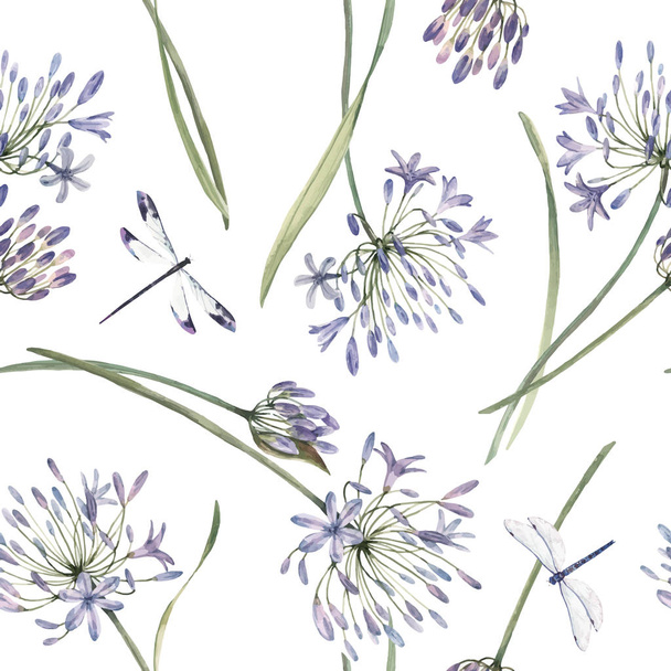 Akvarell Allium vektor varrat nélküli minta - Vektor, kép