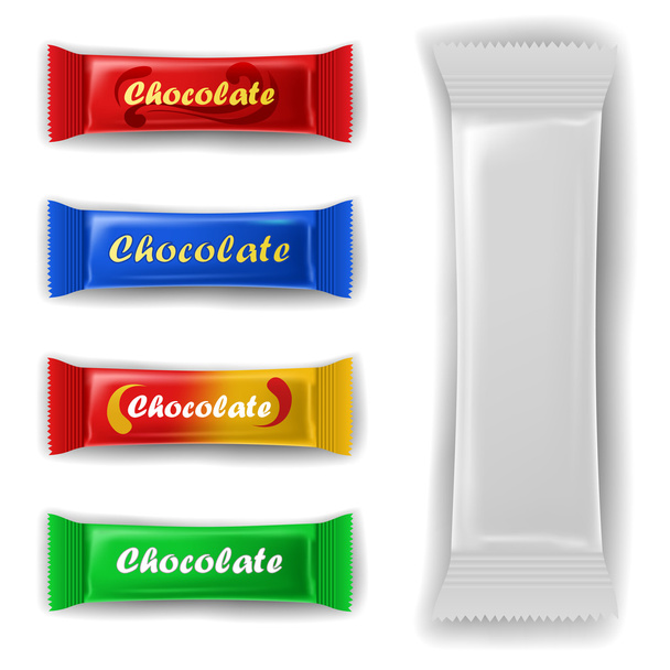 Chocolate bar package set - Vector, Image