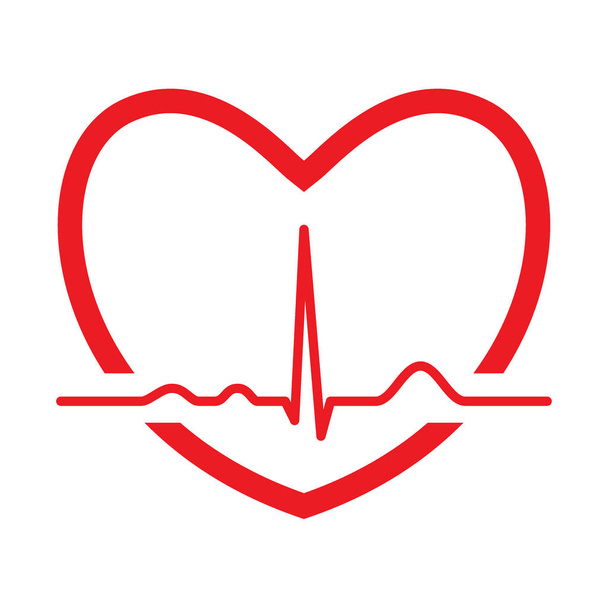 Coração vermelho com linha ekg
 - Vetor, Imagem