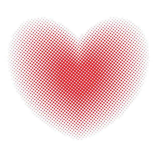 Gran corazón de medio tono rojo sobre el fondo blanco. Tarjeta de San Valentín. Ilustración vectorial
. - Vector, imagen