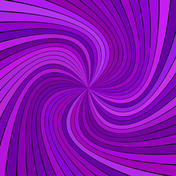 lila hypnotische abstrakte gestreifte Strudel Hintergrunddesign mit gebogenen Strahlen - Vektor, Bild