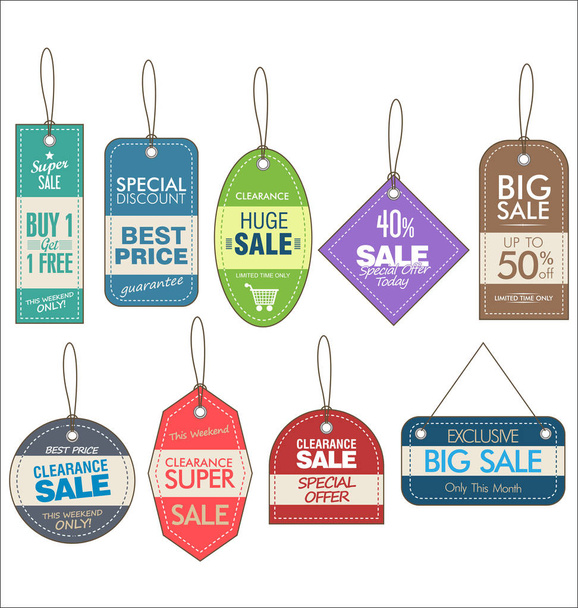 Verzameling van moderne verkoop stickers en tags - Vector, afbeelding