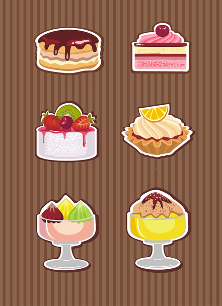 Cakes and ice cream - Vector, Image