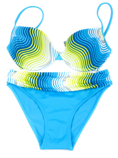 Blue swimsuit with yellow strip - Foto, afbeelding