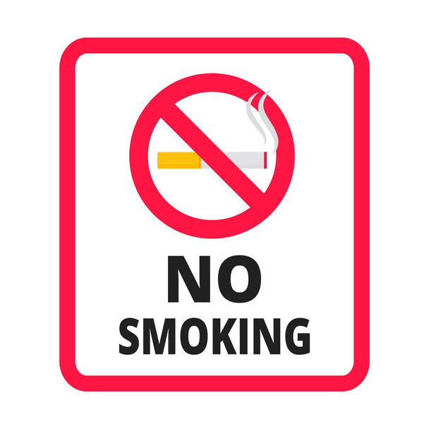 Δεν υπάρχει πινακίδα καπνίσματος. Το εικονίδιο απαγορευμένου σημείου απομονώνεται σε εικόνα φορέα λευκού φόντου. Μαύρο τσιγάρο και καπνός, κόκκινος κύκλος προχοβιτίου απομονώνεται σε λευκό φόντο. - Διάνυσμα, εικόνα