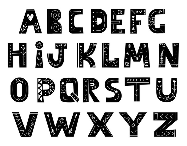 Alphabet in scandinavian style. Hand drawn letters, stylish abc. For typography poster, card, label, brochure, flyer, page, banner design. - Vecteur, image