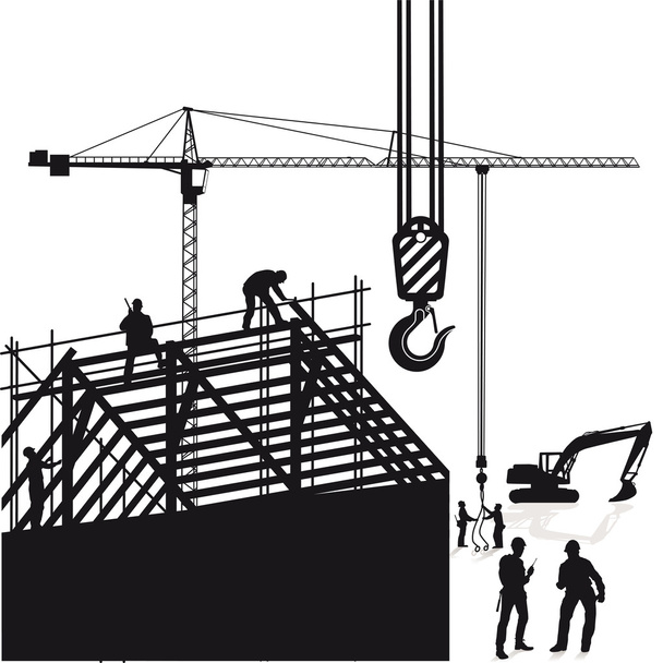 Construction de grues et de toits
 - Vecteur, image