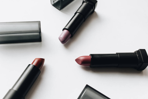 collection of lipsticks on white background - Photo, Image