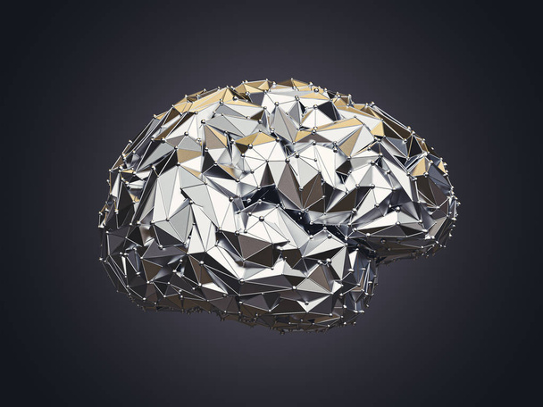 Metal brain 3d illustration - Zdjęcie, obraz