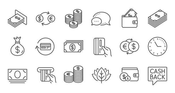 Money and payment line icons. Cash, Wallet and Coins. Account cashback linear icon set. Quality line set. Vector - Vector, Image
