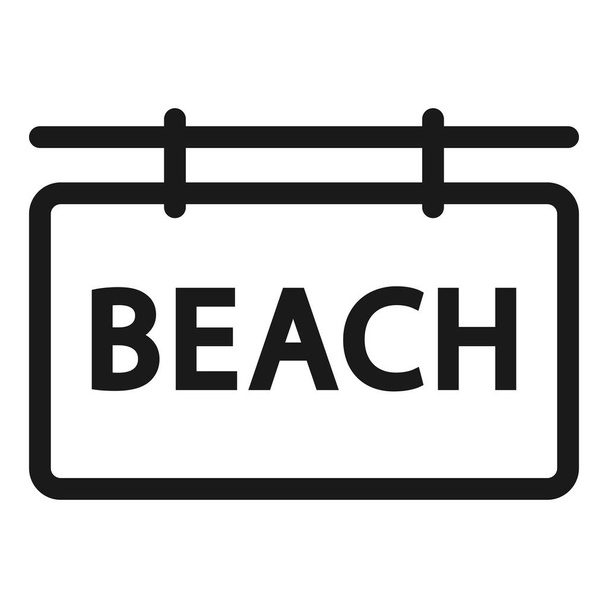 beach signboard - minimal line web icon. simple vector illustrat - Vektör, Görsel