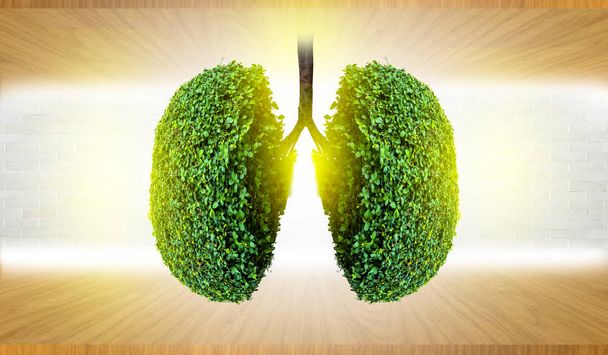 Lung green tree-shaped images, medical concepts, autopsy, 3D display and animals as an element - Zdjęcie, obraz