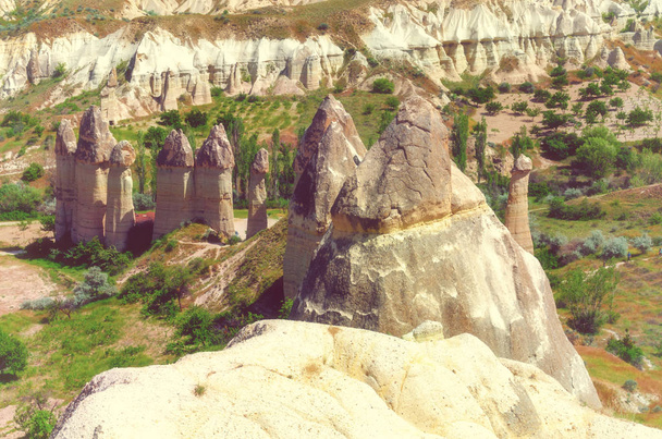 Mountain landscape. Cappadocia, Anatolia, Turkey. Volcanic mountains in Goreme national park. - Image - Photo, Image