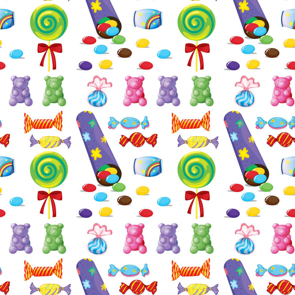 Безшовна візерунок плитка мультфільм з цукерками, льодяниками
 - Вектор, зображення
