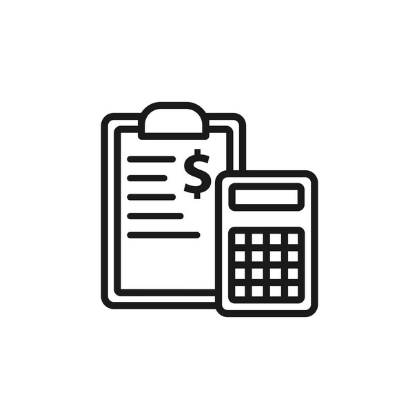 Accounting icon. Blank with calculator and money line icon. Pixe - Vector, Image