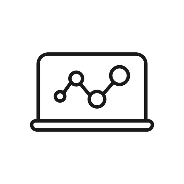 laptop with business graph. minimal thin line web icon. simple v - Vector, Image