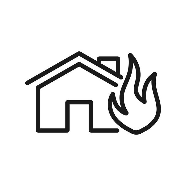 burning house. minimal thin line web icon. simple vector illustr - Vector, Image