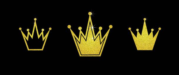 Ouro brilho coroa set iers conjunto de coroas rei
 - Vetor, Imagem