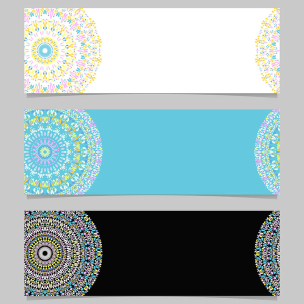 Horizontal colorful gemstone mandala banner background set - Vector, Imagen