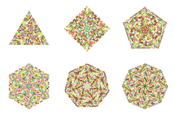 Geometriset eristetty abstrakti laatoitettu mosaiikki monikulmio symboli malli asettaa
 - Vektori, kuva