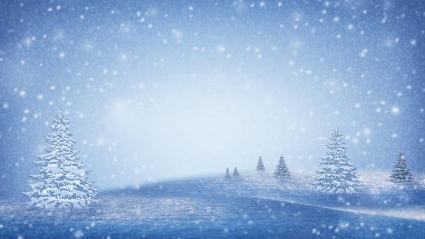 Kış manzarası. Dağlarda karla kaplı Noel ağaçları.  - Fotoğraf, Görsel