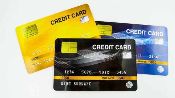 モックアップクレジットカード、プラスチックカードで人気の支払い方法 - 写真・画像