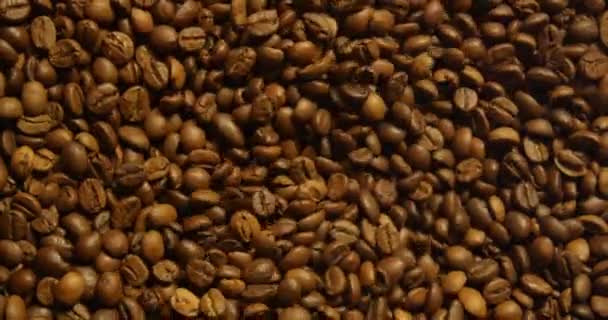 Κορυφαία θέα των κόκκων καφέ σε ένα μύλο σουτ στο κόκκινο - Πλάνα, βίντεο