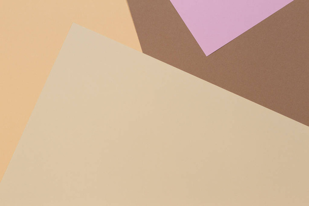 Abstrakcja beżowy, brązowy, żółty, różowy kolor geometria papier tło kompozycji - Zdjęcie, obraz
