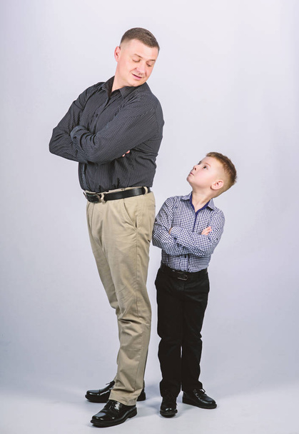 father and son in business suit. happy child with father. business partner. family day. childhood. father and son concept. parenting. fathers day. little boy with dad businessman. father and son - Fotoğraf, Görsel
