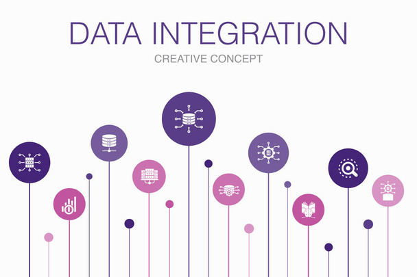 Veri entegrasyonu basit simgeler kavram tasarım şablonu  - Vektör, Görsel