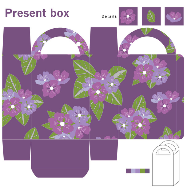 κουτί με μοβ άνθη - Διάνυσμα, εικόνα
