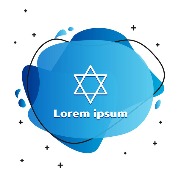 白い背景に隔離されたダビデのアイコンの白い星。ユダヤ教のシンボル。イスラエルのシンボル。液体の形をした抽象的なバナー。ベクトルイラストレーション - ベクター画像