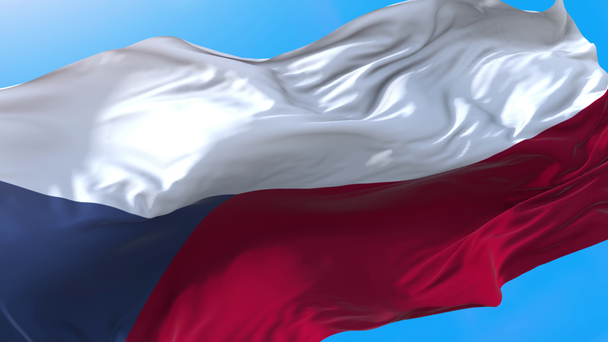 Cseh Köztársaság zászló lengett a szélben 4k. Reális cseh háttér. Cseh Köztársaság háttér hurok 3840x2160 px. - Felvétel, videó
