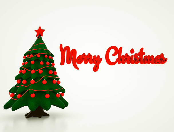 Three-dimensional stylized decorated Christmas tree with the wor - Zdjęcie, obraz